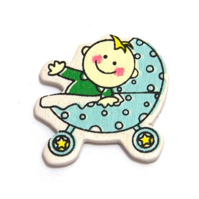 Липучка ребенок в голубой коляске